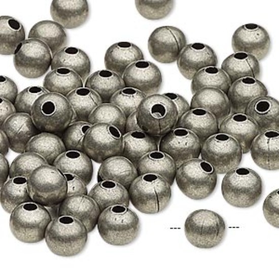 Bild von Metal Bead 6mm round Antiqued Silver x20