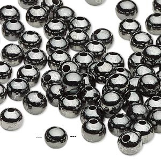Picture of Metal Bead 6mm round Gunmetal x20