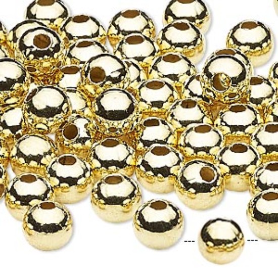 Bild von Metal Bead 8mm round Gold Plate x15