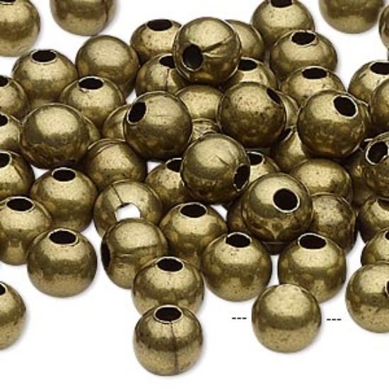 Изображение Metal Bead 8mm round Antiqued Brass x30