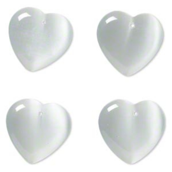 Picture of Cat's eye glass Heart 25 mm top-drilled Silver  x1