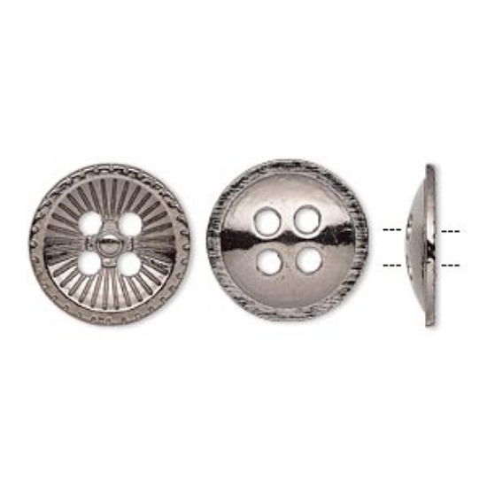 Picture of Button 18mm single-sided corrugated round Gunmetal x5