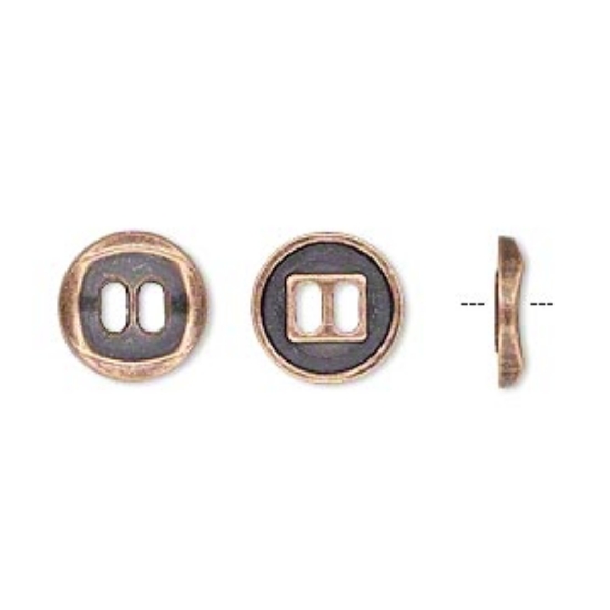 Picture of Button 11mm single-sided concaved flat round Antique Copper x10