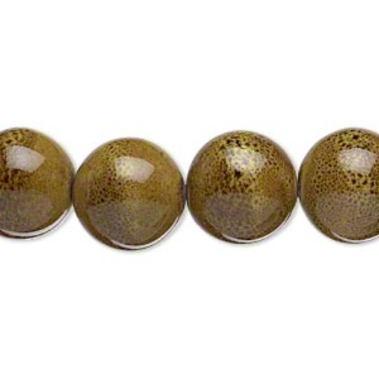 Bild von Porcelain Bead 26mm round. Golden Yellow x20cm