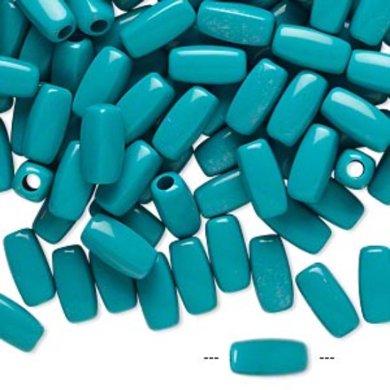 Изображение Acrylic Bead 17x9mm square tube w/ 4.5mm hole Opaque Dark Turquoise Green x20