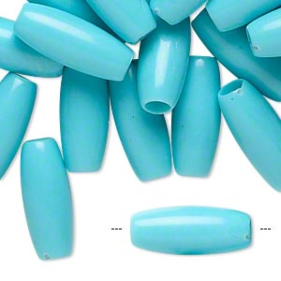 Изображение Acrylic Bead 19x8mm oval with 4.5mm hole Opaque Turquoise Green x20