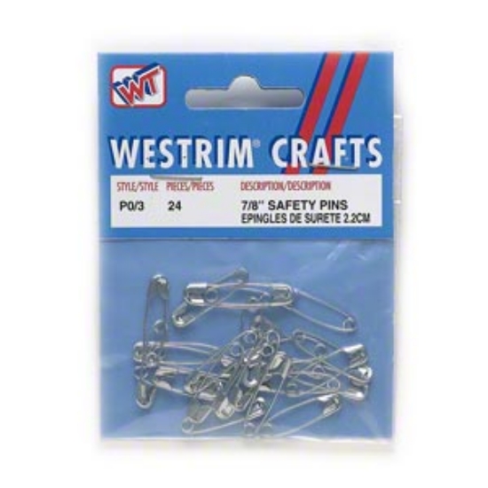 Picture of Brass Safety pin 2,25cm Silver x24