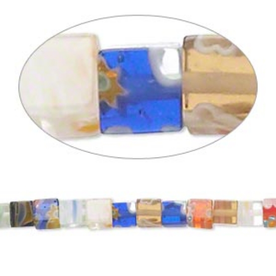 Picture of Millefiori Glass Cube 4mm multicolored x98