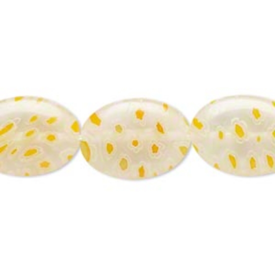 Picture of Millefiori Glass Bead Oval 18x13mm Yellow x6