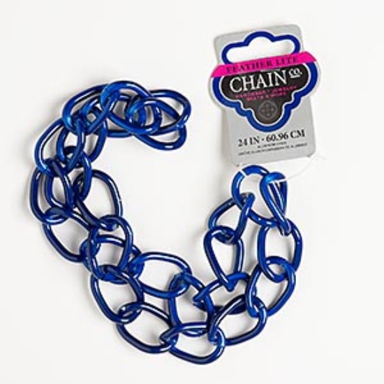 Afbeeldingen van Aluminum Chain 32x22mm curb Royal Blue x60cm