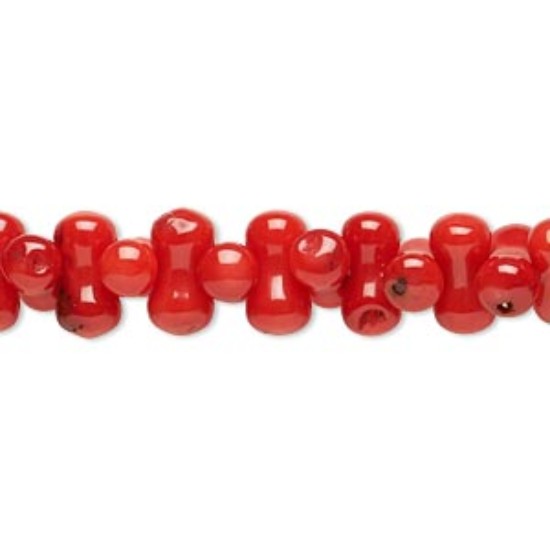 Afbeeldingen van Bamboo coral (dyed) 10x5mm Peanut Red x38cm