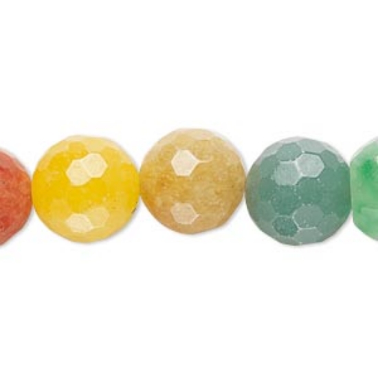 Picture of Malaysia "jade" (dyed) multicolored, 12-13mm faceted round x20cm