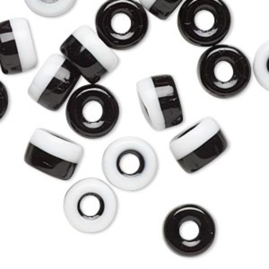 Bild von Crow bead 9x6mm Black and White x20