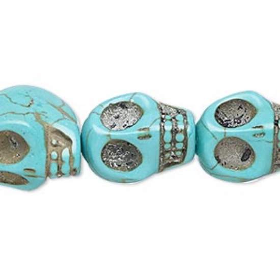 Picture of Magnesite (stabilized) Skull 19mm Turquoise x11