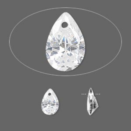 Picture of Drop Cubic Zirconia 9x6mm hand-faceted teardrop x2