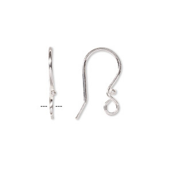 Picture of 925 Silver Earwire 18mm fishhook w/ 1.5mm ball w/ open loop x2