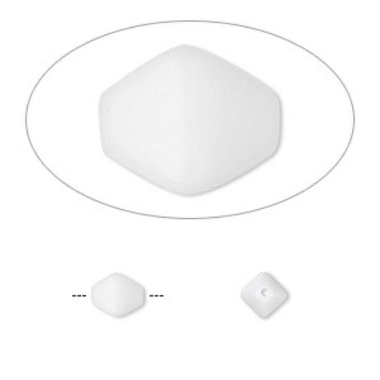 Picture of Preciosa pressed glass  6x5mm 4-sided double cone Opaque White x40cm