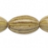 Picture of Bead, ceramic, yellow / green / brown, 28x18mm corrugated oval. Sold per 16-inch strand.
