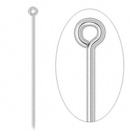 Picture of 925 Silver Eye Pin  50mm 21 gauge (0,8mm) x2