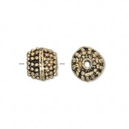 Picture of Bead Oval 11x10mm beaded Antique Gold x1