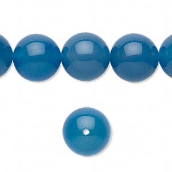 Picture of Agate bead 12mm round Blue x38cm