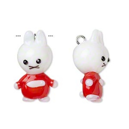 Picture of Lampworked Glass Pendant Bunny 20x14mm x1