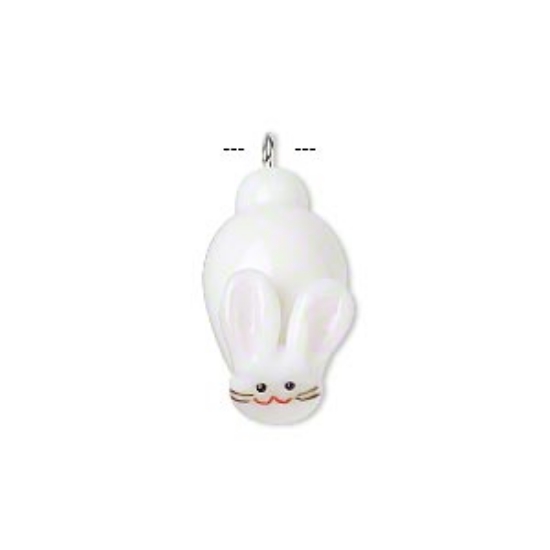 Picture of Lampworked Glass Pendant Bunny Slipper. 23x16mm x1