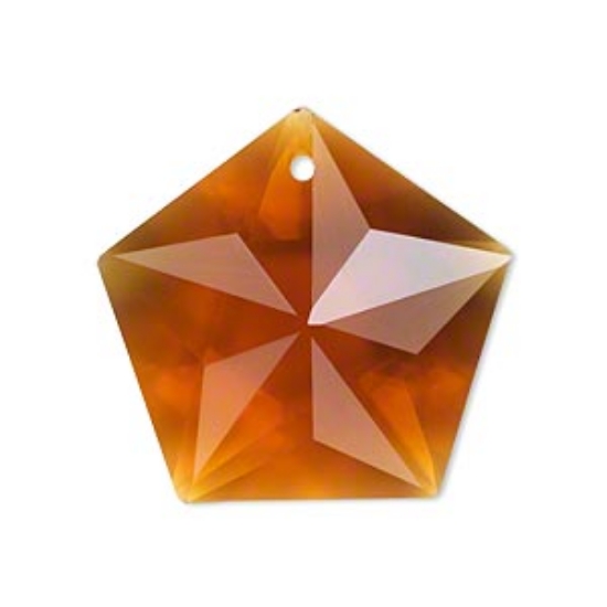 Picture of Drop, glass, brown, 29x28mm faceted pentagon x1