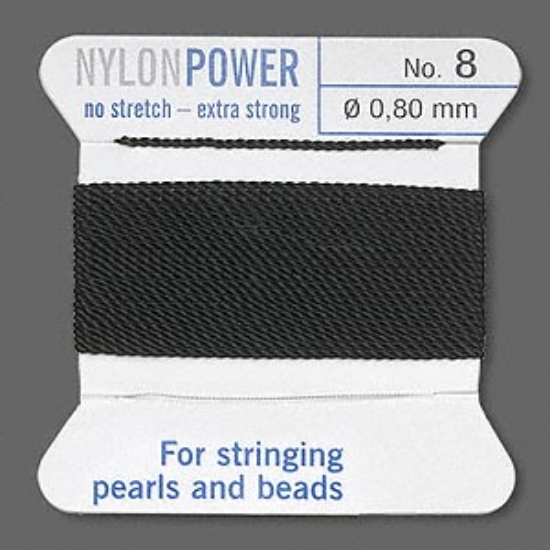 Picture of Thread, nylon, black, size #8. Sold per 2-meter card.