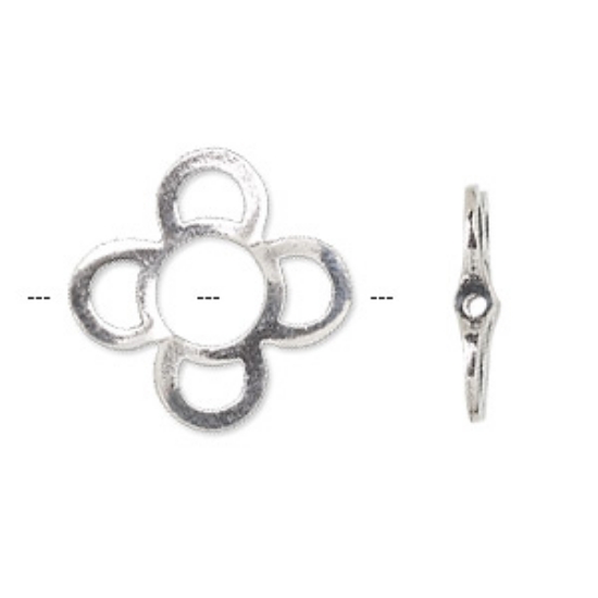 Picture of Bead frame, JBB Findings, sterling silver, 17x17mm flower, fits up to 7mm bead x1