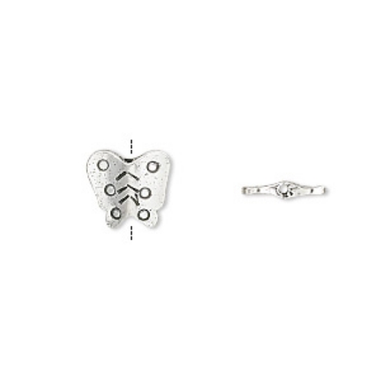 Picture of JBB Findings 925 Silver 10x9x2mm double-sided flat butterfly tube x1