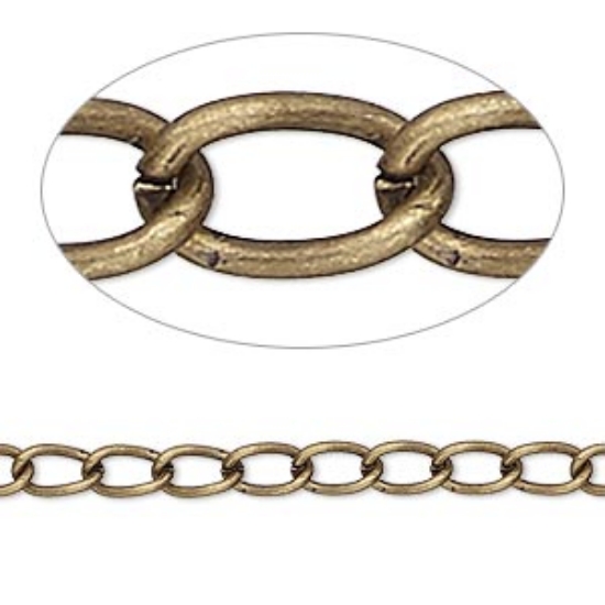 Picture of Chain 6.7x4mm cable. Antiqued Gold Plated x1m
