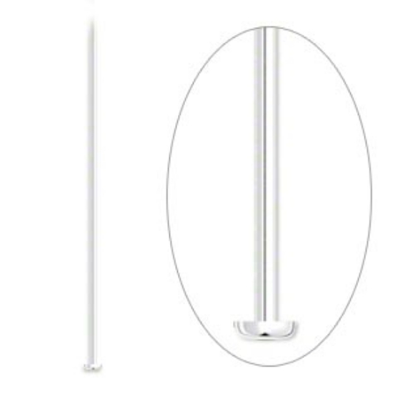 Picture of 925 Silver Head Pin 50mm 21 gauge (0,8mm) x2