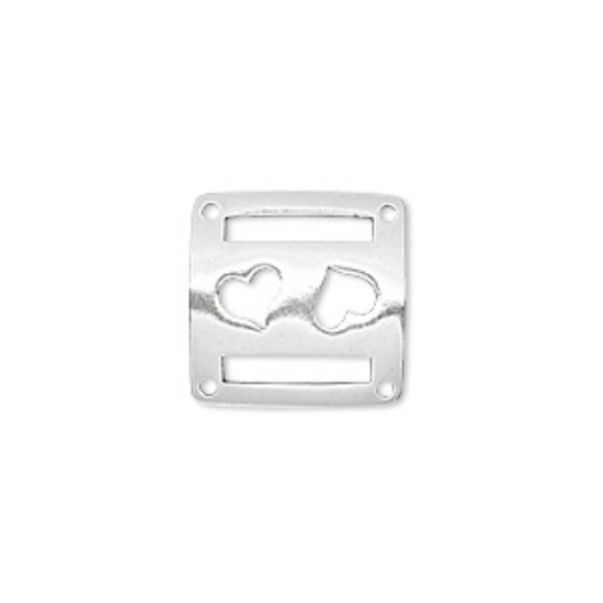 Picture of Link, JBB Findings, antiqued sterling silver, 15x15mm square with hearts x1