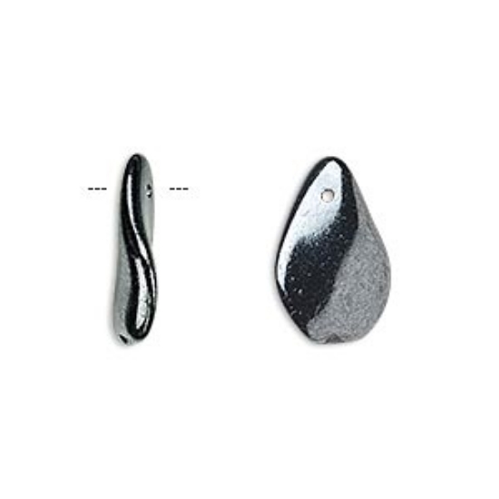 Picture of Czech Twisted Teardrop 17x10mm Jet Hematite x10