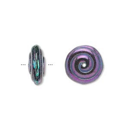 Picture of Kraal, Preciosa, Tsjechisch geperst glas, iris paars, 13.5x5.5mm spiraal. Verkocht per 10.