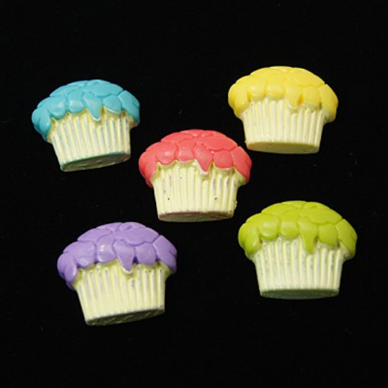 Picture of Cabochon Cupcake 18mm Resin Color Mix x10