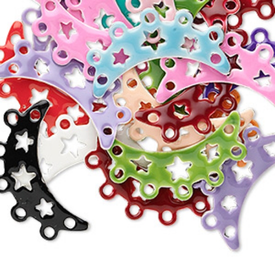 Picture of Candy Link Moon with Stars 22x8mm Color Mix x40