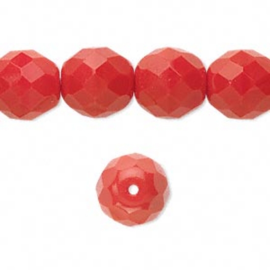 Picture of Fire-Polished 12mm Opaque Red x5