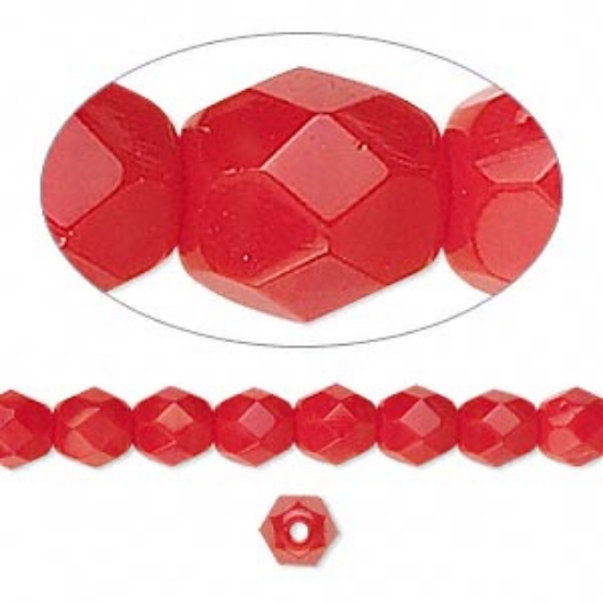 Picture of Fire-Polished 6mm Opaque Red x25