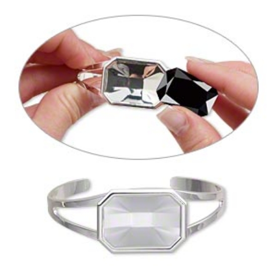 Picture of Cuff Bracelet for 4627 27X19mm Rectangle setting Silver Plated  x1