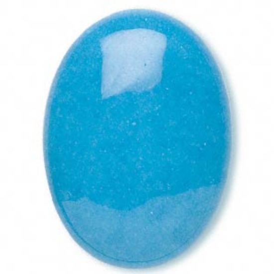 Picture of Cabochon mountain "jade" (dyed) turquoise blue 30x22mm oval x1