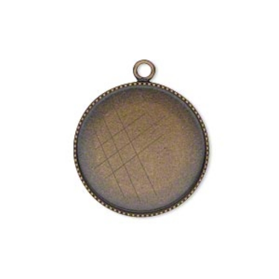 Picture of Pendant setting 20mm round Antiqued Brass x1