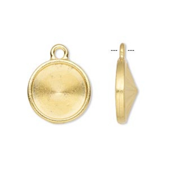 Picture of Drop setting 14mm rivoli Gold Plated x1