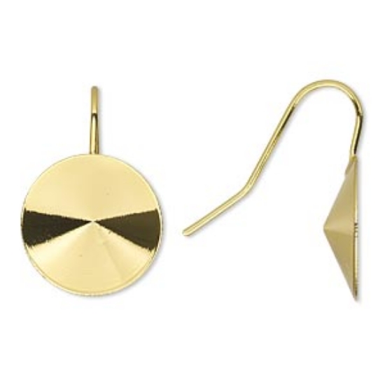 Picture of Ea rwire Fishhook setting 16mm rivoli Gold Tone x2