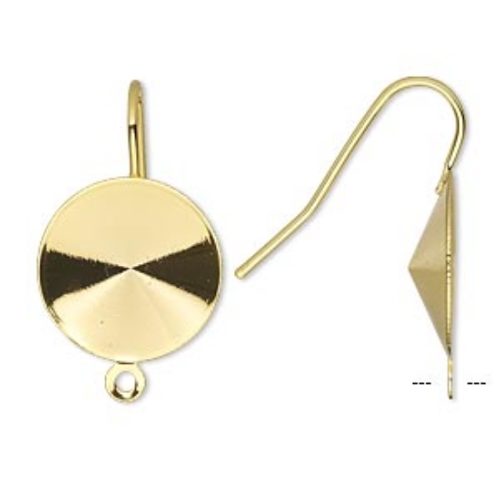 Picture of Earwire Fishhook Setting 16mm rivoli w/ Loop Gold Tone x2