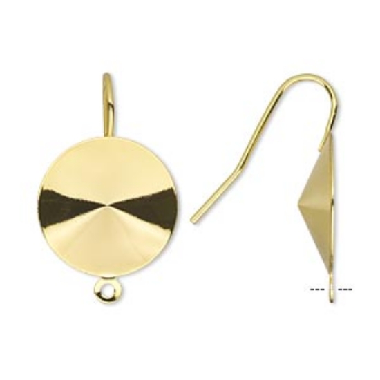 Picture of Ear wire Fishhook setting 18mm rivoli w/ Loop Gold Tone x2