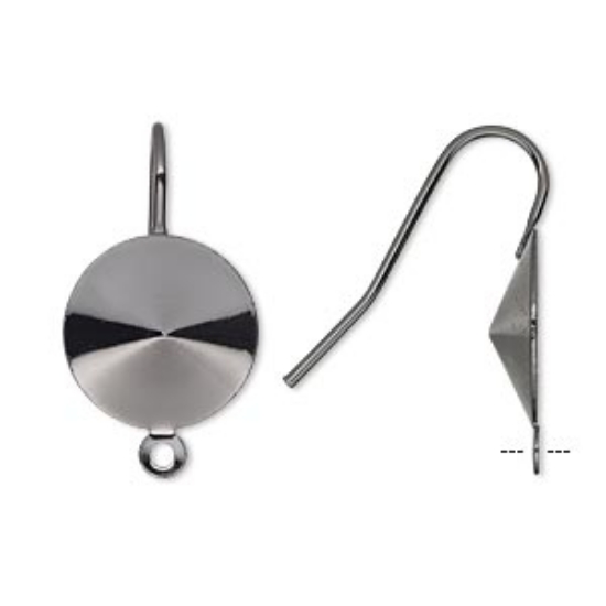 Picture of Earwire Fishhook 14mm rivoli w/ loop Gunmetal x2