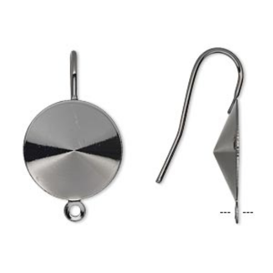 Picture of Earwire Fishhook 16mm rivoli w/ Loop Gunmetal x2