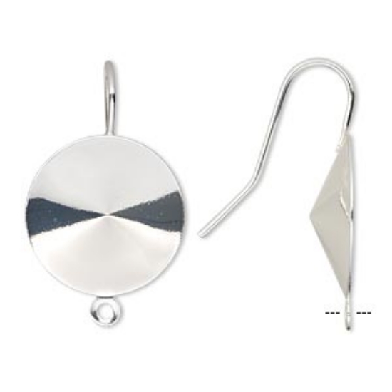 Picture of Earwire Fishhook 18mm rivoli w/ Loop Silver Tone x2